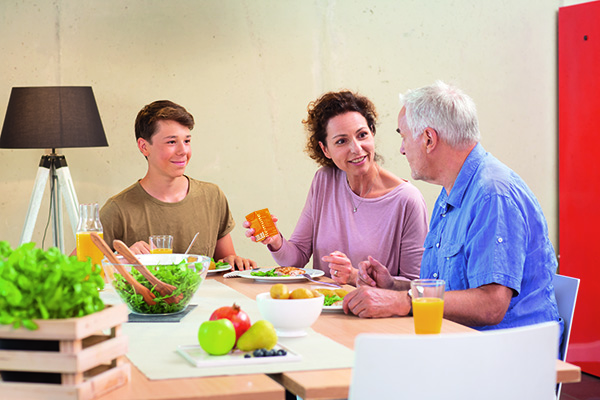 family eating food including Remune